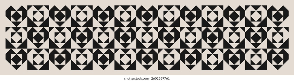 Seamless geometric square triangle pattern for banners, backgrounds, fabric design, home decor.

