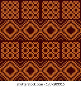 nahtlose geometrische Quadrate, Pixelstruktur, Muster der Vektorillustration in warmen Brauntönen