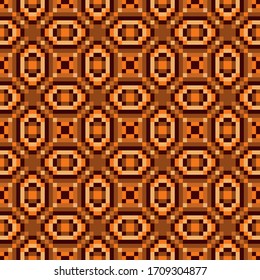 nahtlose geometrische Quadrate, Pixelstruktur, Muster der Vektorillustration in warmen Brauntönen
