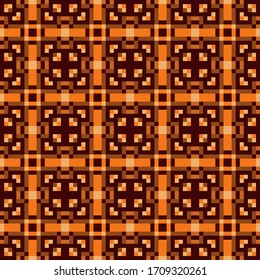 nahtlose geometrische Quadrate, Pixelstruktur, Muster der Vektorillustration in warmen Brauntönen