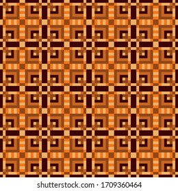 seamless geometric squares, pixel texture, vector pattern in warm brown colors