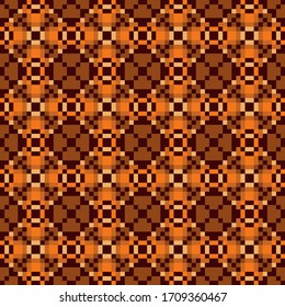 seamless geometric squares, pixel texture, vector pattern in warm brown colors