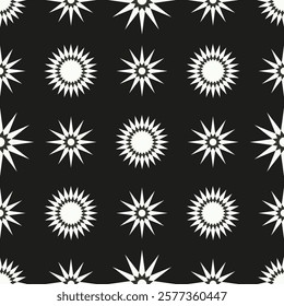 Seamless geometric star pattern with black and white abstract design
