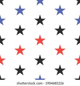 Nahtloses geometrisches Zickzackmuster. Roter und blauer Zackenhintergrund für Stoff, Textilien, Umhüllung, Bedeckung usw.