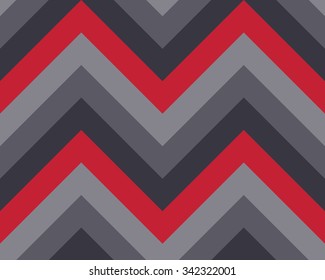 Seamless geometric strip pattern. Stripy texture. Zigzag line background. Diagonal strips. Red, black, gray, dark and light, contrast colors. Winter theme. Vector