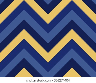 Seamless geometric strip pattern. Stripy texture. Zig-zag line background. Diagonal strips. Blue, yellow contrast colors. Winter theme. Vector