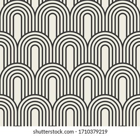 Seamless geometric stripe pattern in black and white. Vector linear stylish texture