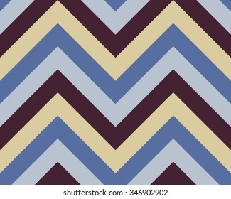 Seamless geometric stripe pattern. Stripy texture. Zig-zag line background. Diagonal strips. Contrast blue, brown, white colors. Winter theme. Vector