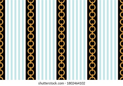 Seamless geometric striped with golden chain pattern.EPS10 Illustration.