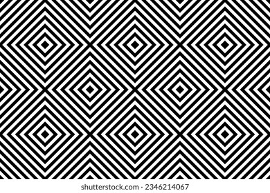 Seamless Geometric Striped Lines Checked Black and White Pattern. Vector Art.