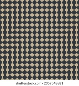 Seamless geometric striped pattern. Black and white weave design with zigzag wavy lines. Abstract checkered background. Modern stylish texture. Vector illustration.