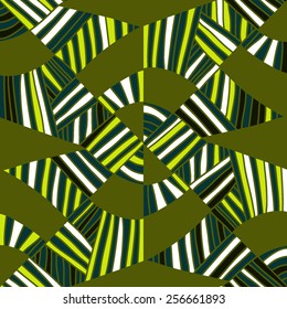 Seamless geometric stripes pattern. Abstract background. Vector illustration. Hand drawn motive. Rhombus and triangles.