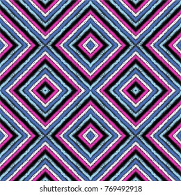 Seamless geometric stripes pattern with diamonds. Tribal ethnic vector texture. African drawing markers. Figure tribal embroidery. Indian, Mexican, folk pattern.