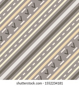 Seamless geometric stripy pattern. Texture of diagonal strips, dash lines, ticks. Fashion for professional. Strokes on striped colored background. Way, success, manager trend concept. Vector