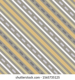 Seamless geometric stripy pattern. Texture of diagonal strips, dash lines. Colored strokes on striped background. Way, path, profit, money gold concept. Soft colors. Vector
