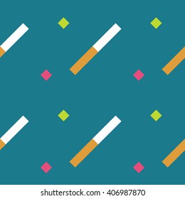 Seamless geometric stripy pattern. Texture of diagonal strips. White, orange, pink rectangles and squares on blue background. Baby, children colored. Vector
