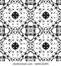 Seamless geometric texture. Abstract black and white repeating background. Template for printing on wrapping paper, fabric, backdrops