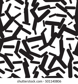 Seamless geometric texture. Abstract chaotic pattern. Black and white background. Organic rounded shapes. Biotechnology background.  