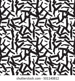 Seamless geometric texture. Abstract chaotic pattern. Black and white background. Organic rounded shapes. Biotechnology background.  