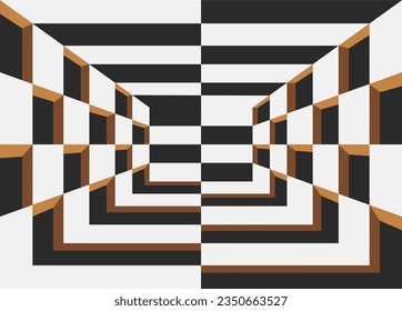 Seamless Geometric Texture. Abstract Endless Background. Vector Optical Illusion Graphic Design