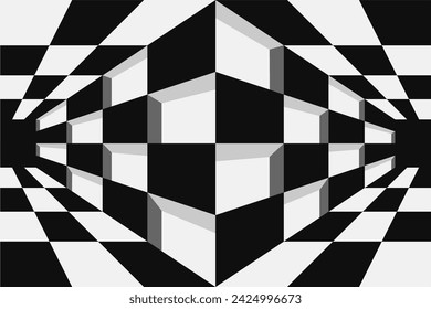 Seamless Geometric Texture. Abstract Endless Background. Vector Optical Illusion Graphic Design