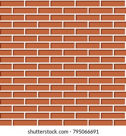 Seamless geometric texture with brickwork from three-dimensional red orange bricks