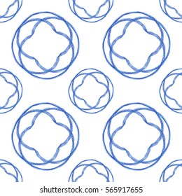 Seamless geometric texture. Colored shades of blue. Each element is composed of many parts.