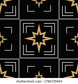 Textura geométrica sin inconveniente. Diseño mínimo. El oro y los colores negros. Diseño moderno y elegante. Plantilla de ejemplo. Para telas, cubiertas, carteles, papeles pintados. Imagen de fondo del vector