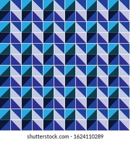 Seamless geometric texture of triangles and trapeze. Vector seamless pattern. Pattern in blue and light blue