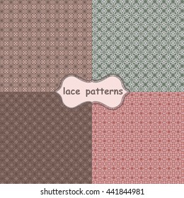 Seamless geometric texture. Vector endless ornament, ethnic traditional pattern. Set of 4 backgrounds. Use for pattern fills, wallpaper, web page background.