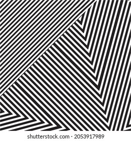 Seamless geometric tile in op art,  Striped lines texture, black and white Optical illusion zigzag effect. Abstract stripe torsion twisted  backdrop,Futuristic and vibrant design, vector background.