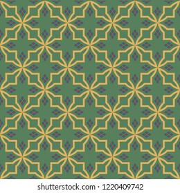 Seamless geometric tile pattern vector. Design parallelogram blue and line yellow on green background. Design print for textile, fabric, background, wallaper. Set 5