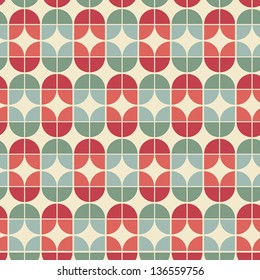 Patrón de mosaicos geométricos sin problemas en estilo vintage, fondo abstracto vectorial.