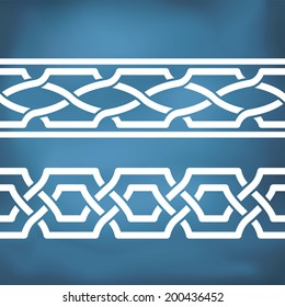 Seamless geometric tiling borders. Inspired by old ottoman and Arabian ornaments