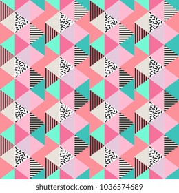 seamless geometric triangle hipster pattern colorful pastel colors.