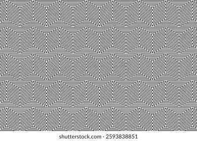 Seamless geometric triangle pattern with black and white optical illusion effect. Perfect for modern backgrounds, textiles, wallpapers, branding, and abstract digital designs.