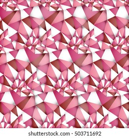 Seamless geometric triangle pattern. Shades of pink. Triangles with shadows