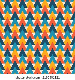 Seamless Geometric Triangle Pattern In Trendy Autumn Colors. Colorful Background For Home Decor, Textile, Fall Decoration, Wallpaper And Wrapping Paper