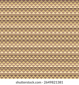  Illustration vectorielle harmonieuse de motif triangle géométrique avec des tons de terre chauds tels que l'or sourd, beige sablonneux, et rose poussiéreuse, disposés en rangées alternées pour créer un sophistiqué et organique 
