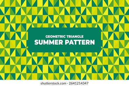 A seamless geometric triangle pattern in vibrant yellow and green tones. Perfect for summer-themed designs, packaging, eco-friendly branding, wrapping paper, textile prints, and retro-style digital 