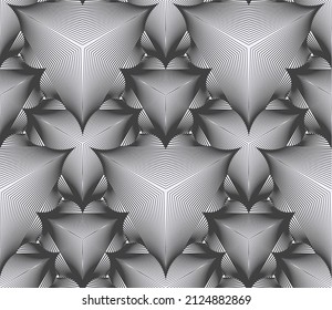 Seamless Geometric Triangle Shape Vector Design. Line Work Background