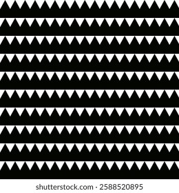 Seamless geometric triangles pattern. Black and white.