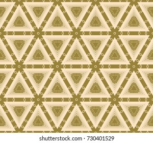 Seamless Geometric Triangles.Beige Background. Vector texture Pattern