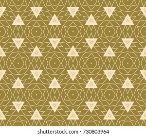 Seamless Geometric Triangles.Beige Background. Vector texture Pattern