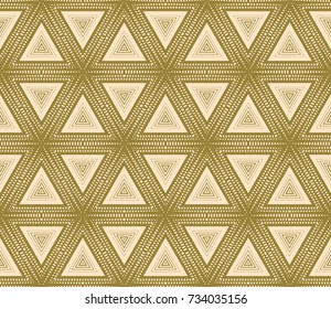 Seamless Geometric Triangles.Beige Background. Vector texture Pattern