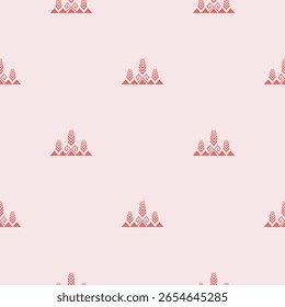 Seamless geometric tribal pattern on pink background.