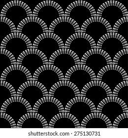 Seamless geometric variegated pattern on  black background. Vector illustration.