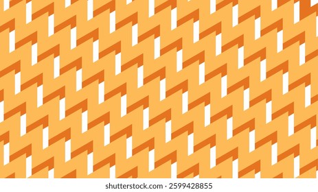 a seamless geometric vector background featuring a repeating zigzag or herringbone pattern in warm shades of orange and yellow, creating a visually dynamic and modern design.