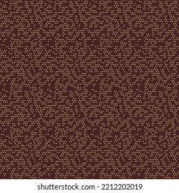 Seamless geometric vector background. Modern brown and golden ornament with dotted elements. Geometric abstract pattern