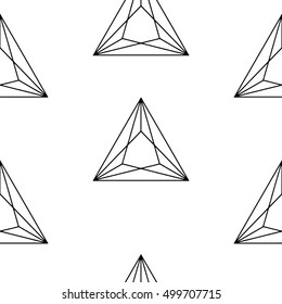 Seamless geometric vector black and white pattern with isolated triangles. Background illustration